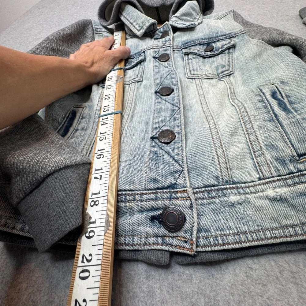 American Eagle‎ Outfitters Denim Hoodie Jacket Women's Small Gray Blue